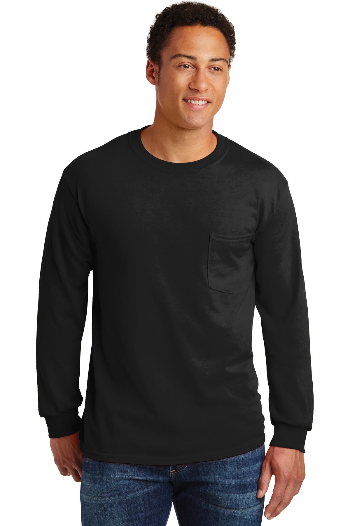 Gildan? - Ultra Cotton? 100% US Cotton Long Sleeve T-Shirt with Pocket. 2410