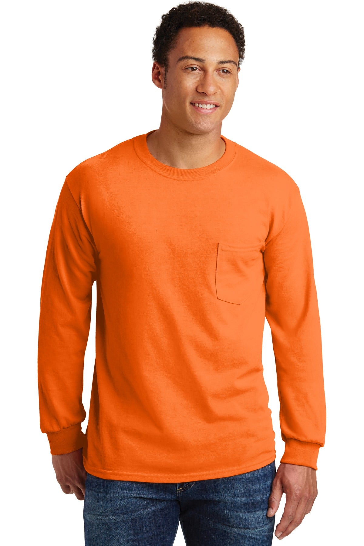 Gildan? - Ultra Cotton? 100% US Cotton Long Sleeve T-Shirt with Pocket. 2410