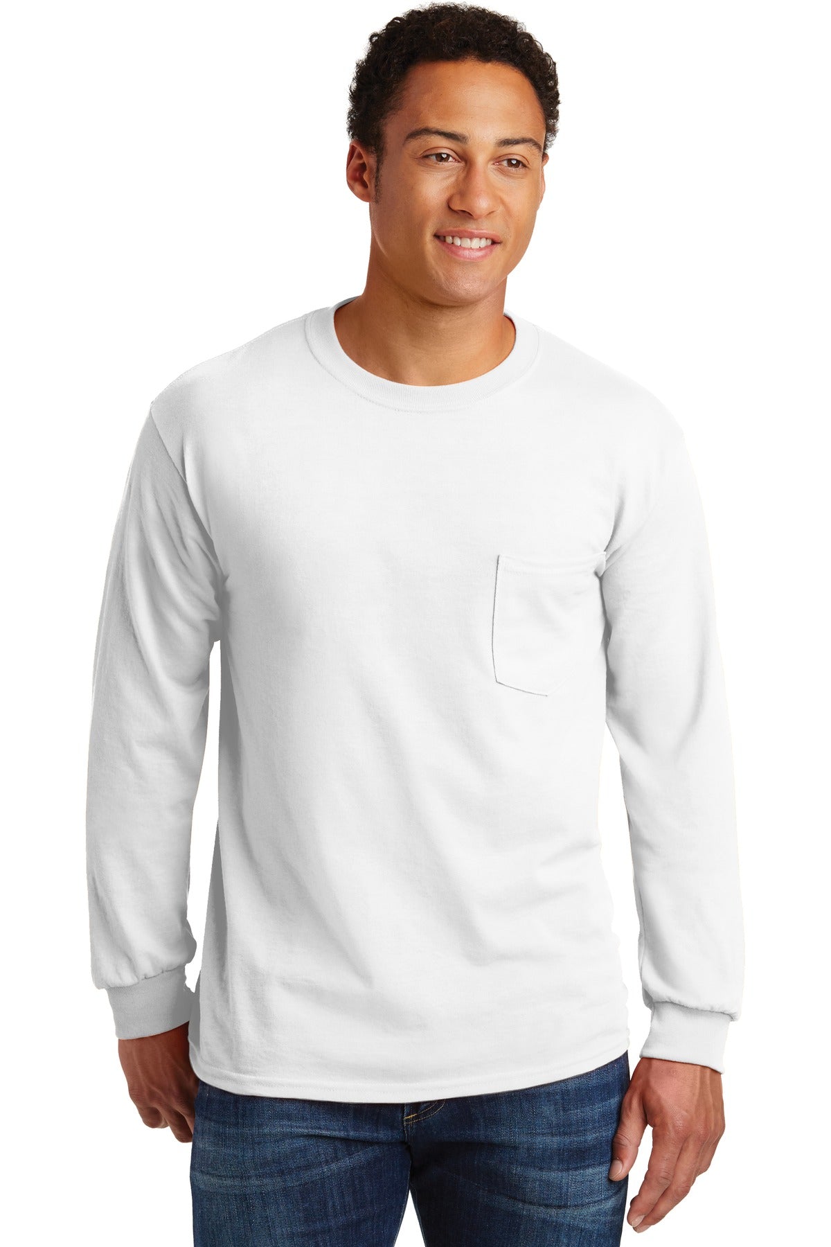 Gildan? - Ultra Cotton? 100% US Cotton Long Sleeve T-Shirt with Pocket. 2410