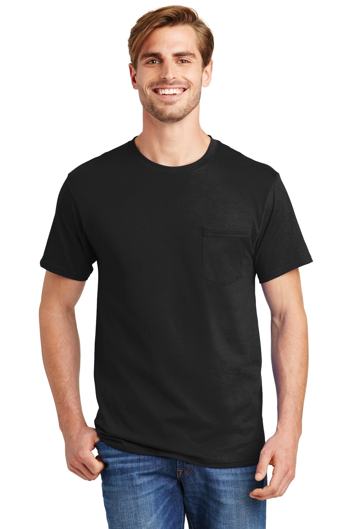 Hanes? - Authentic 100% Cotton T-Shirt with Pocket. 5590