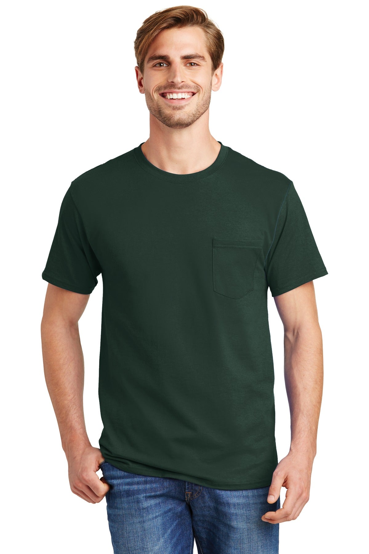 Hanes? - Authentic 100% Cotton T-Shirt with Pocket. 5590