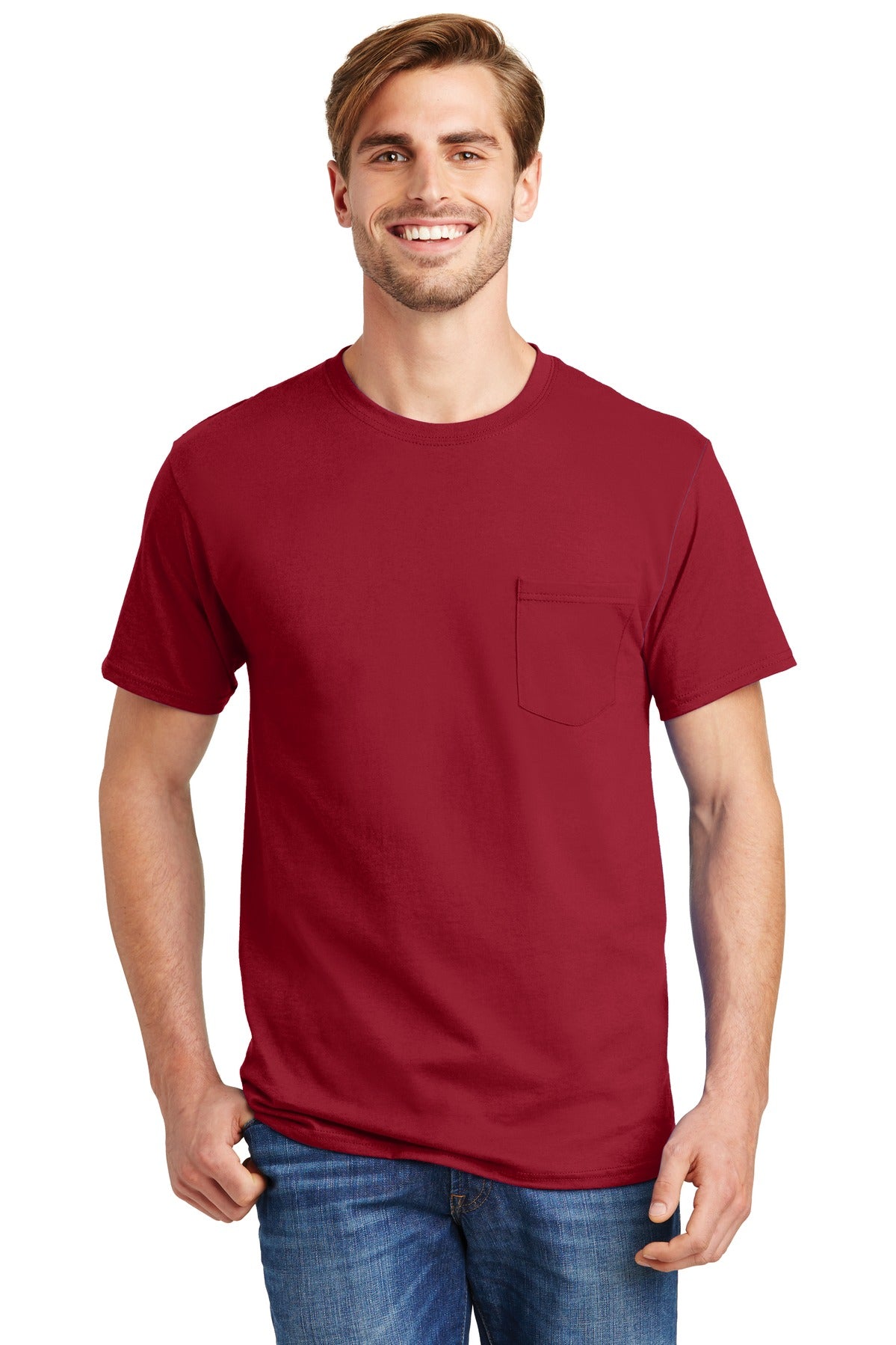 Hanes? - Authentic 100% Cotton T-Shirt with Pocket. 5590