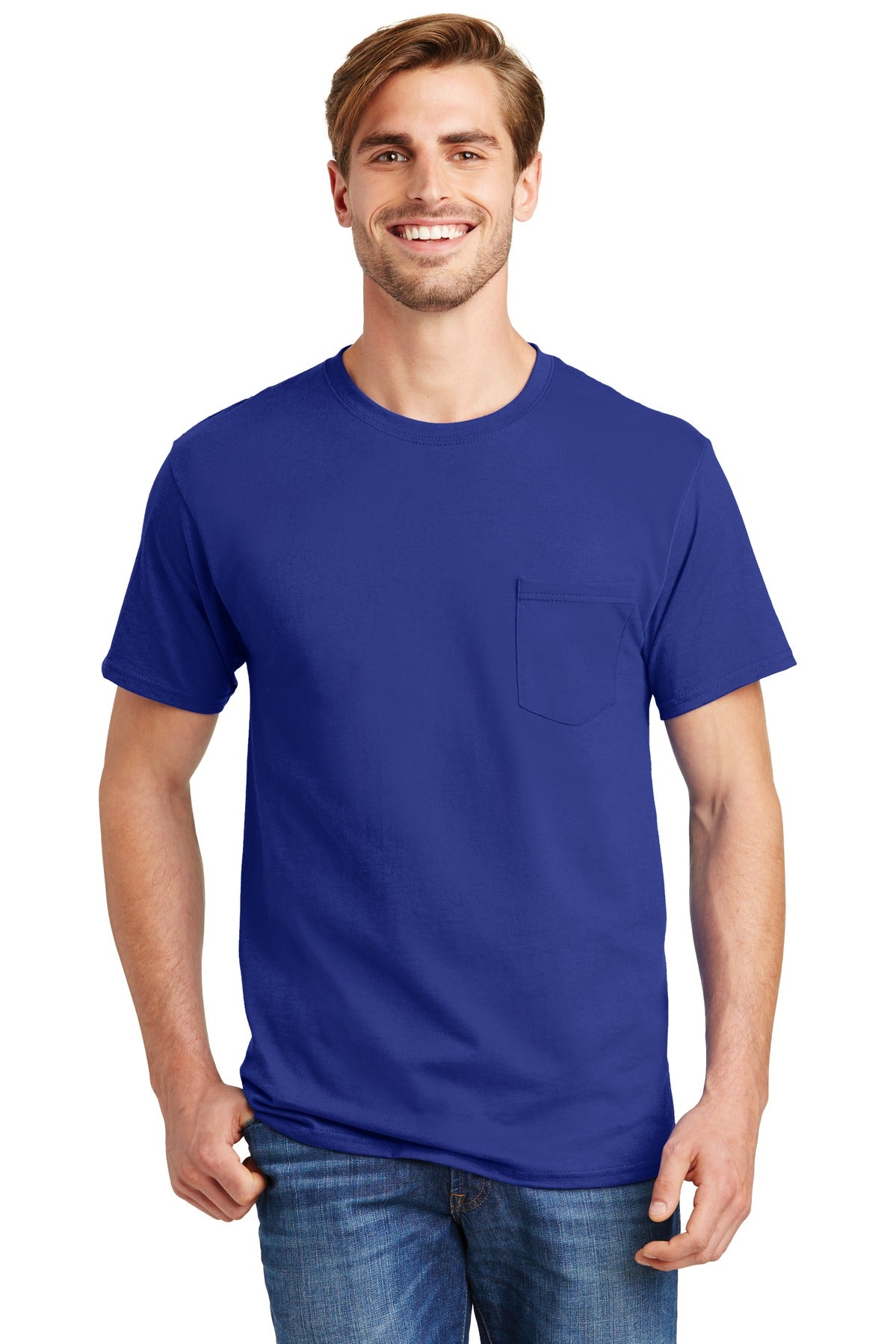 Hanes? - Authentic 100% Cotton T-Shirt with Pocket. 5590