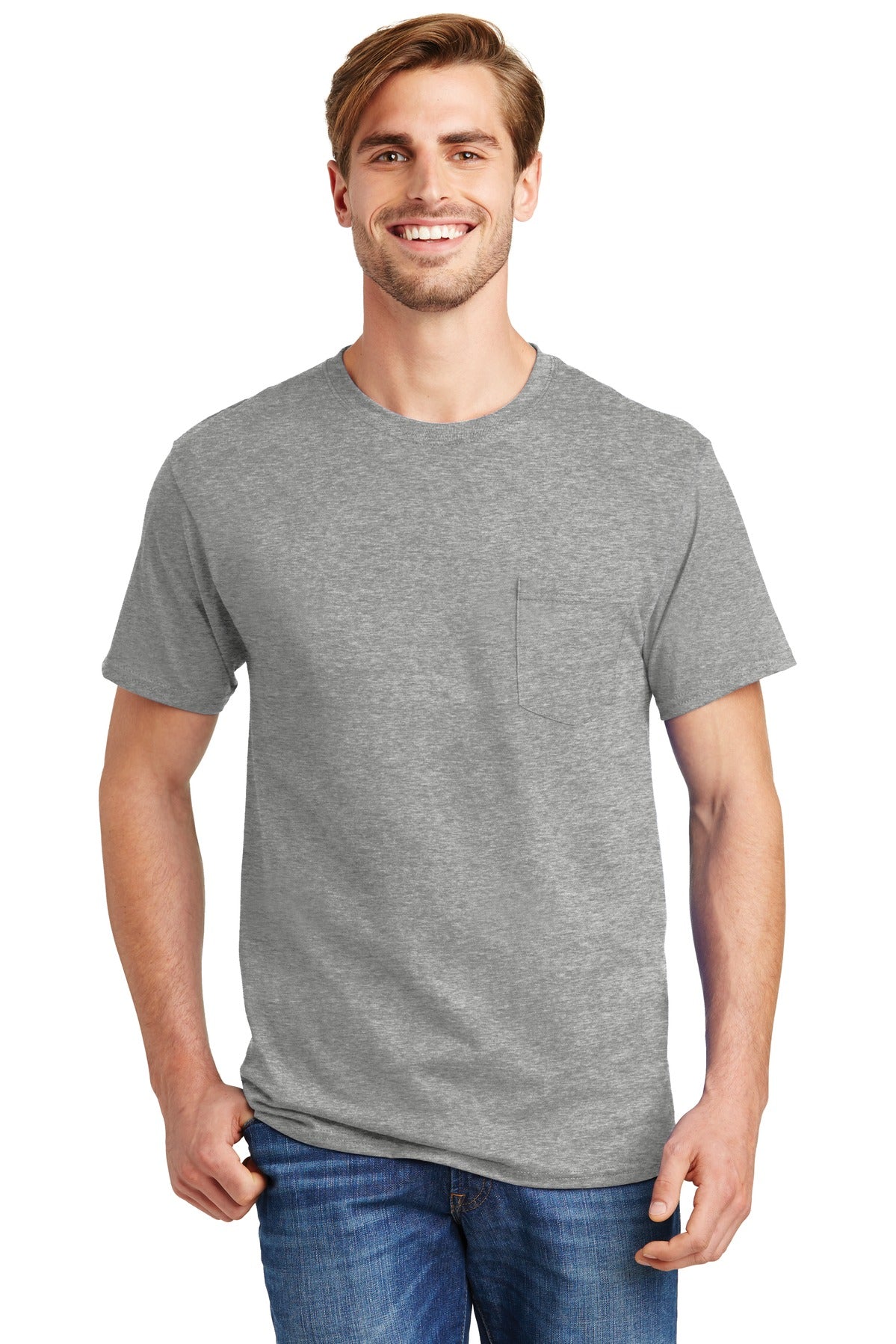Hanes? - Authentic 100% Cotton T-Shirt with Pocket. 5590