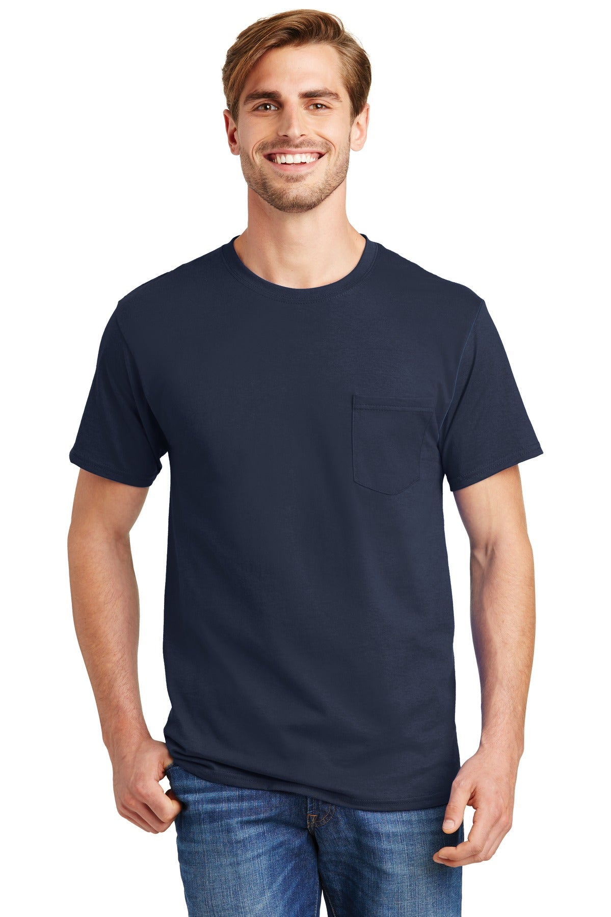 Hanes? - Authentic 100% Cotton T-Shirt with Pocket. 5590