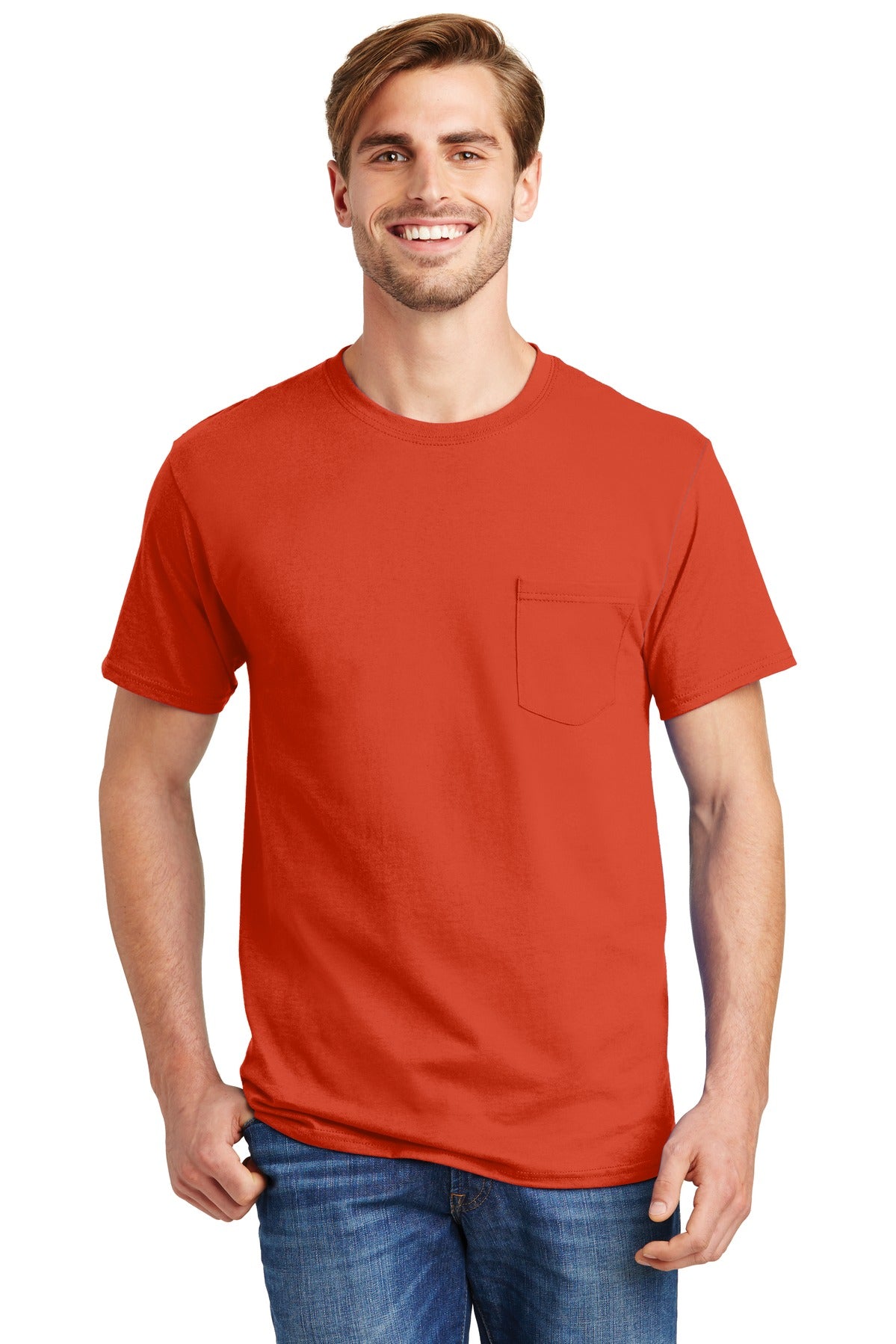 Hanes? - Authentic 100% Cotton T-Shirt with Pocket. 5590