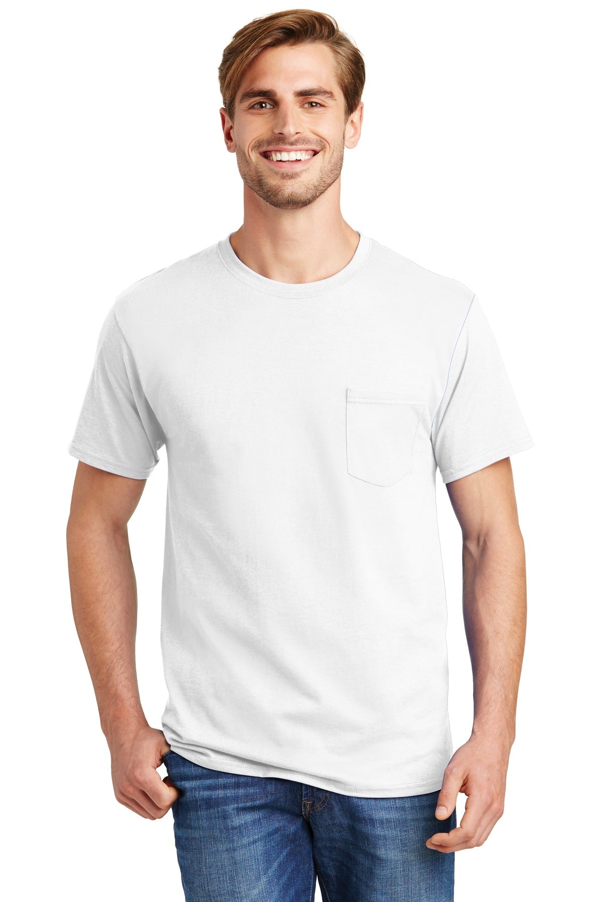 Hanes? - Authentic 100% Cotton T-Shirt with Pocket. 5590