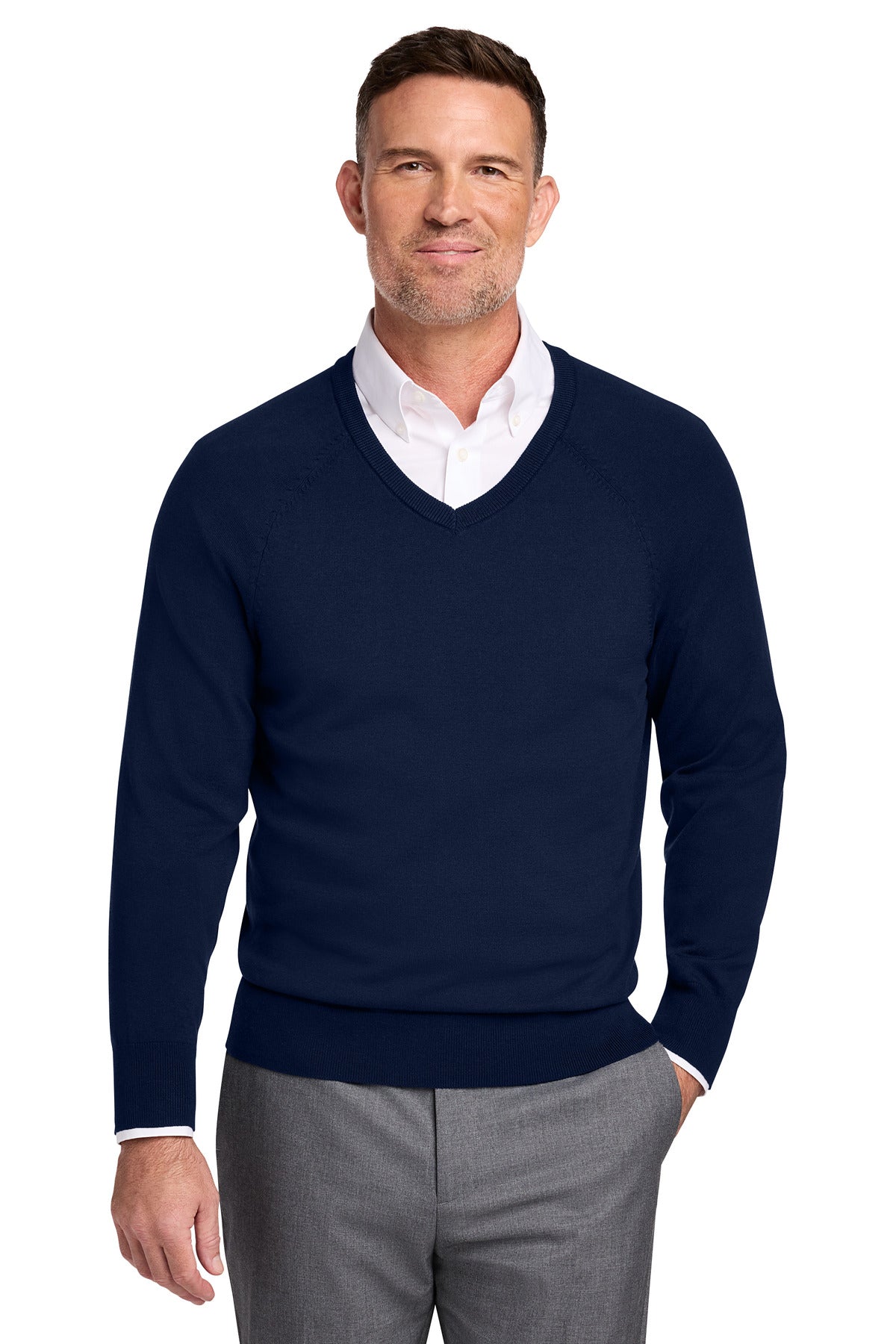 Brooks Brothers?? Cotton Stretch V-Neck Sweater BB18400