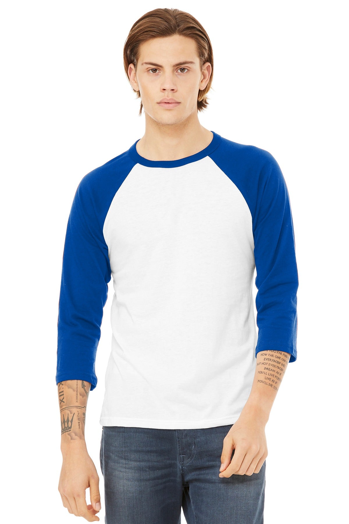 BELLA+CANVAS ?? Unisex 3/4-Sleeve Baseball Tee. BC3200