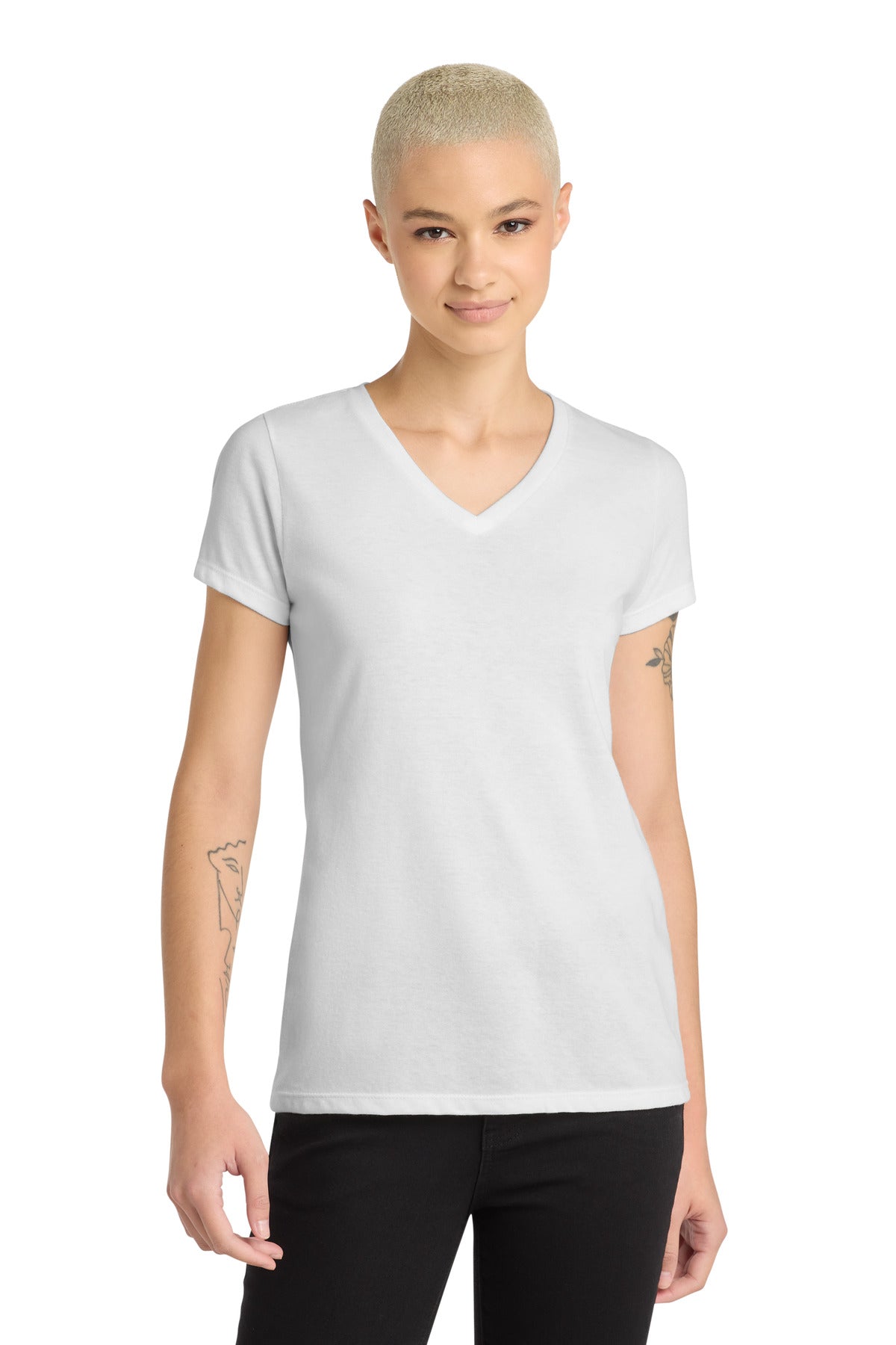 District® Women's Perfect Blend® CVC V-Neck Tee. DM1190L