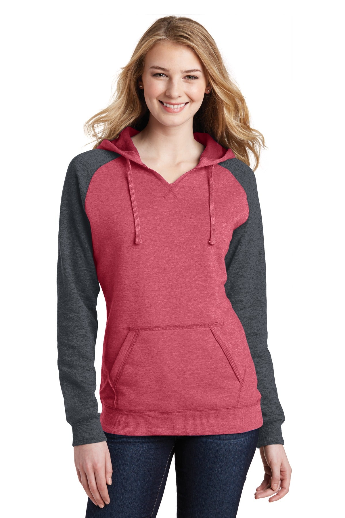 District? Women's Lightweight Fleece Raglan Hoodie. DT296