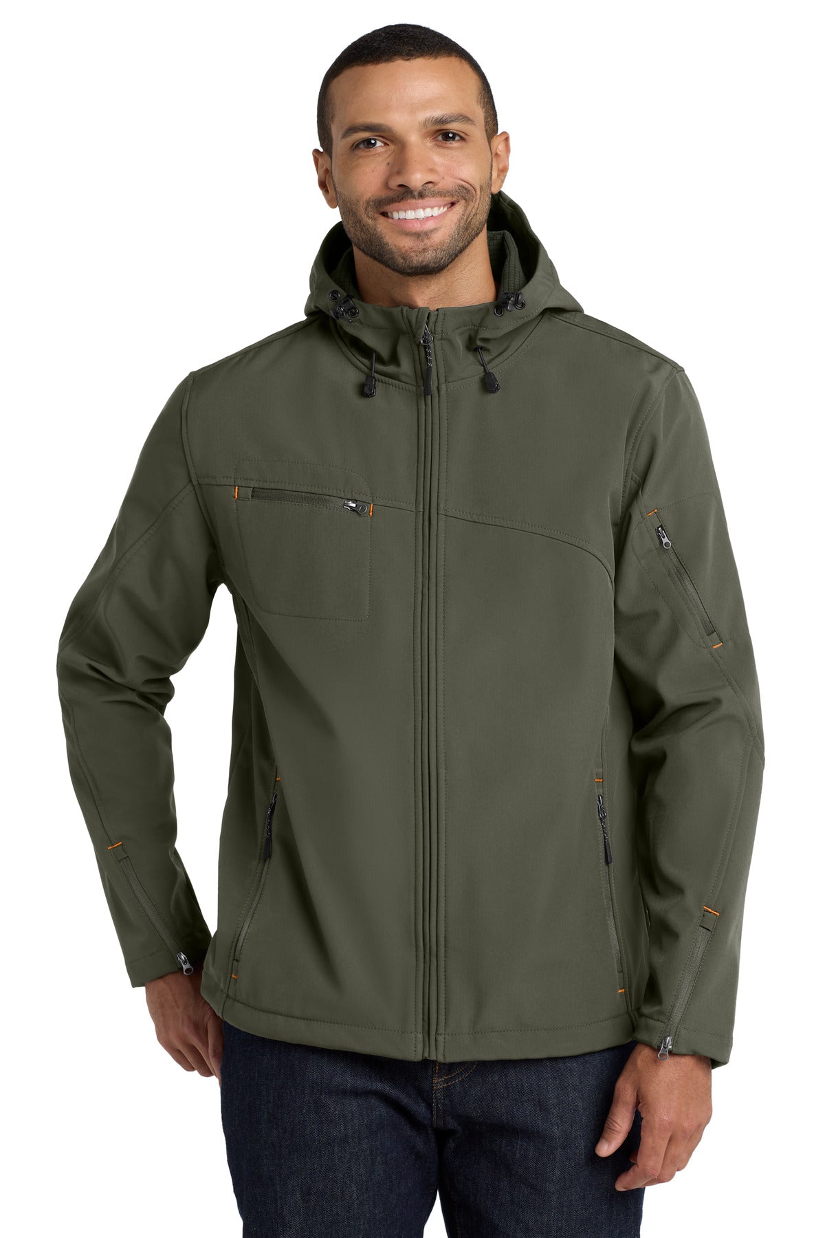 Port Authority?? Textured Hooded Soft Shell Jacket. J706
