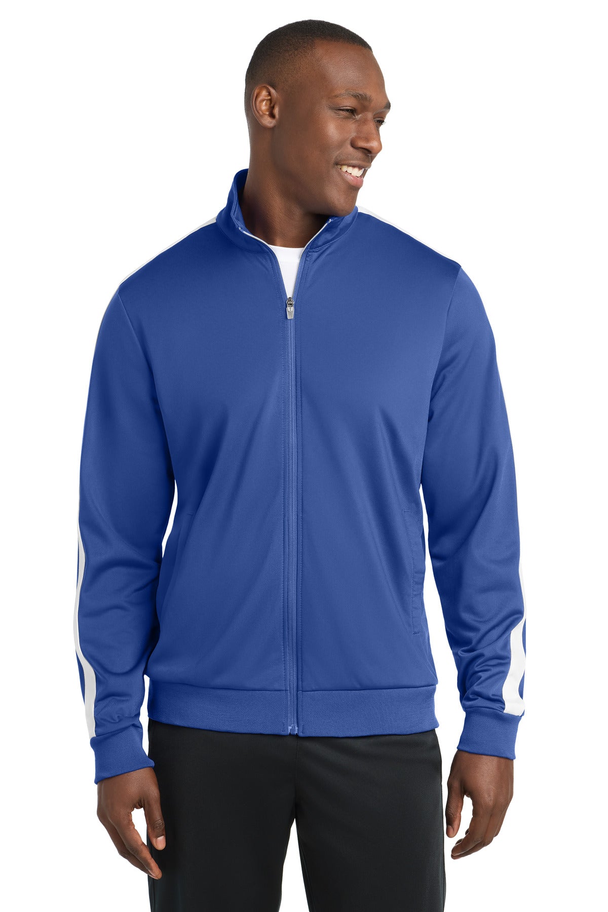 Sport-Tek ?? Tricot Sleeve Stripe Track Jacket. JST94