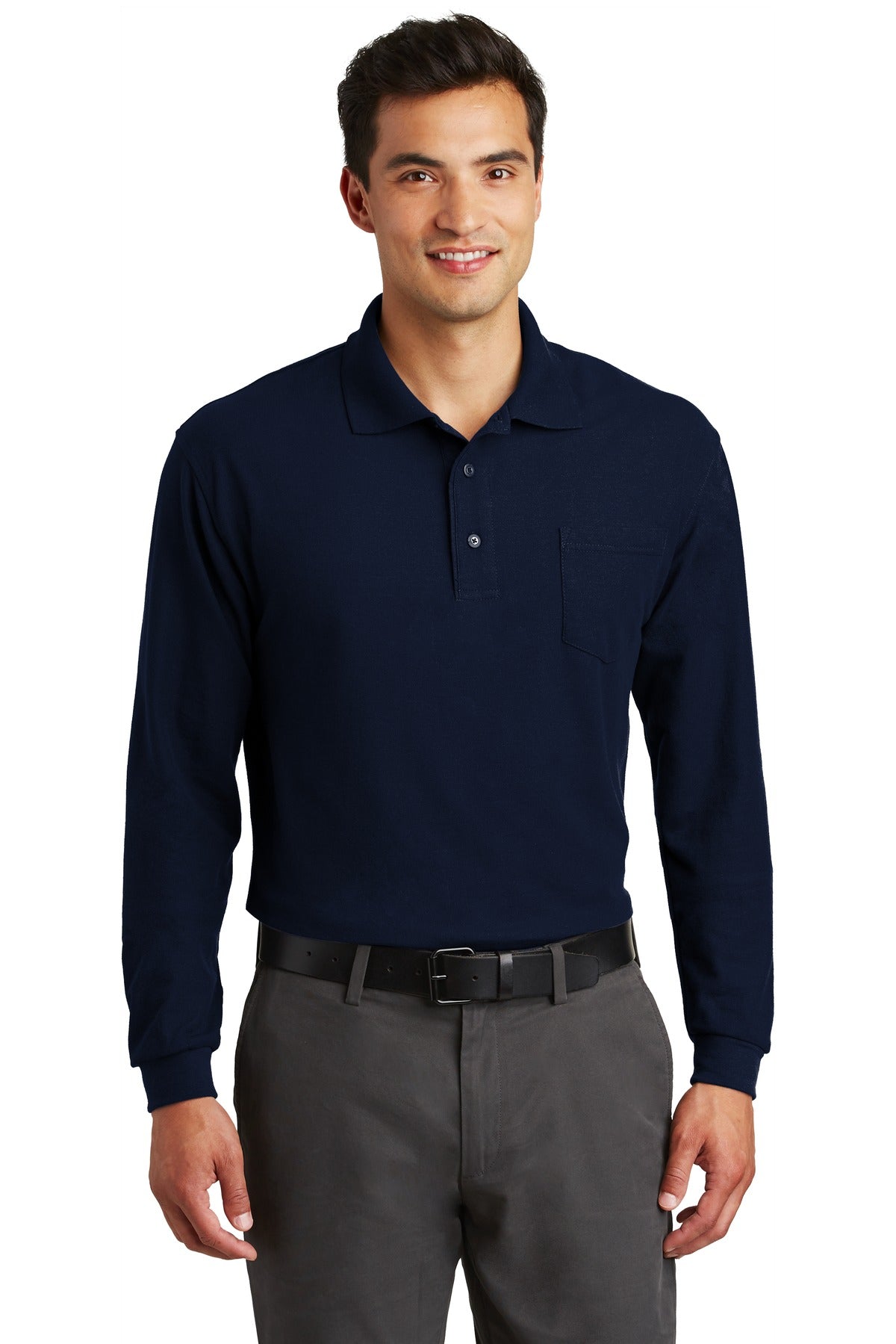 Port Authority?? Long Sleeve Silk TouchŸ?? Polo with Pocket. K500LSP