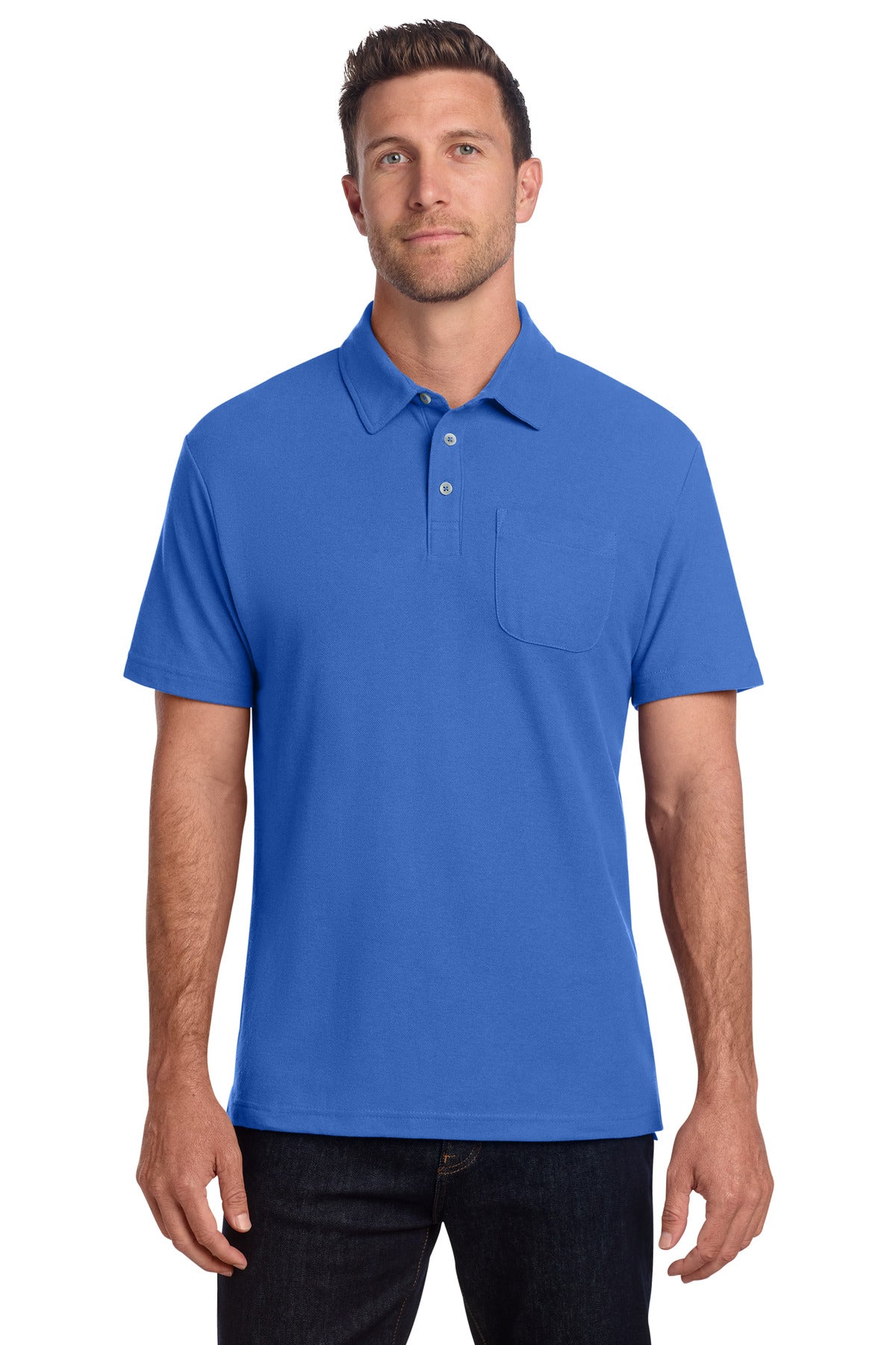 Port Authority?? C-FREE?? Cotton Blend Pique Pocket Polo K868
