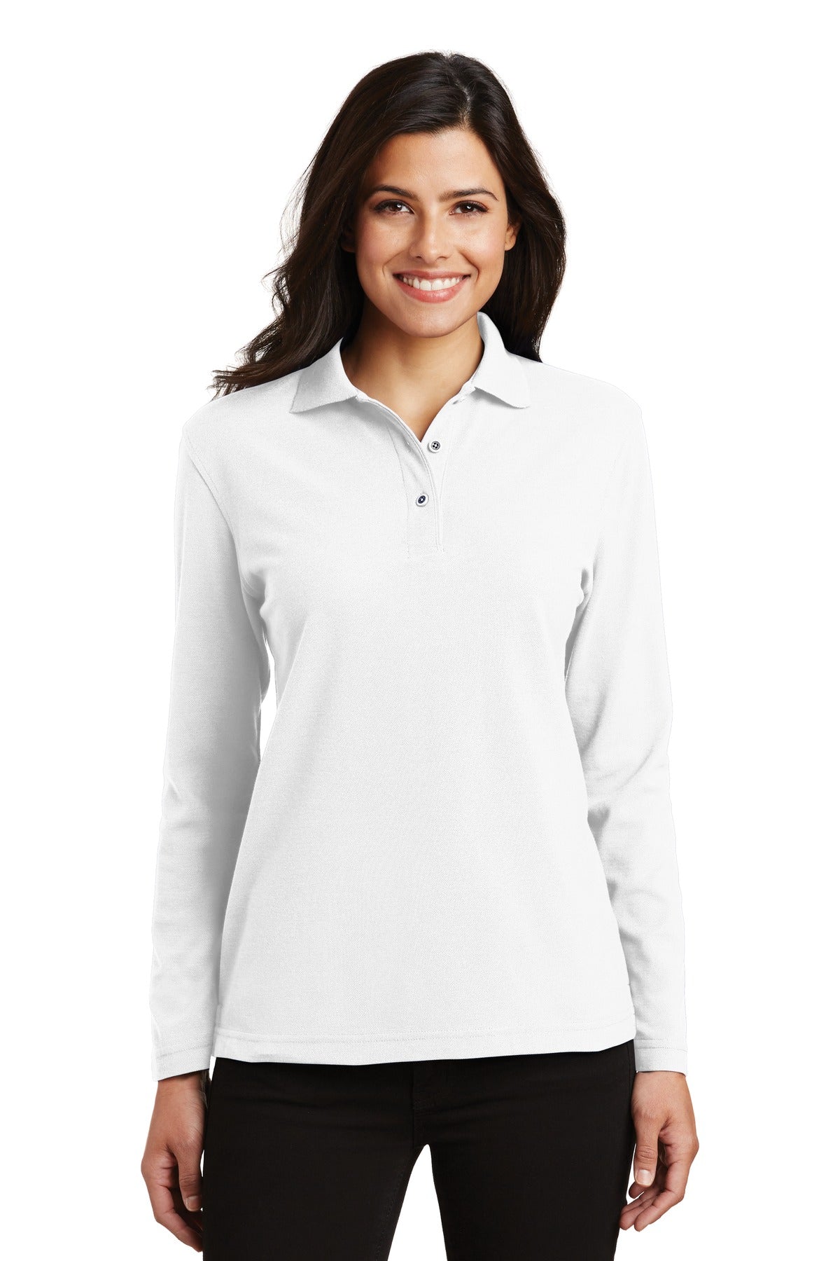 Port Authority® Women's Silk Touch™ Long Sleeve Polo. L500LS