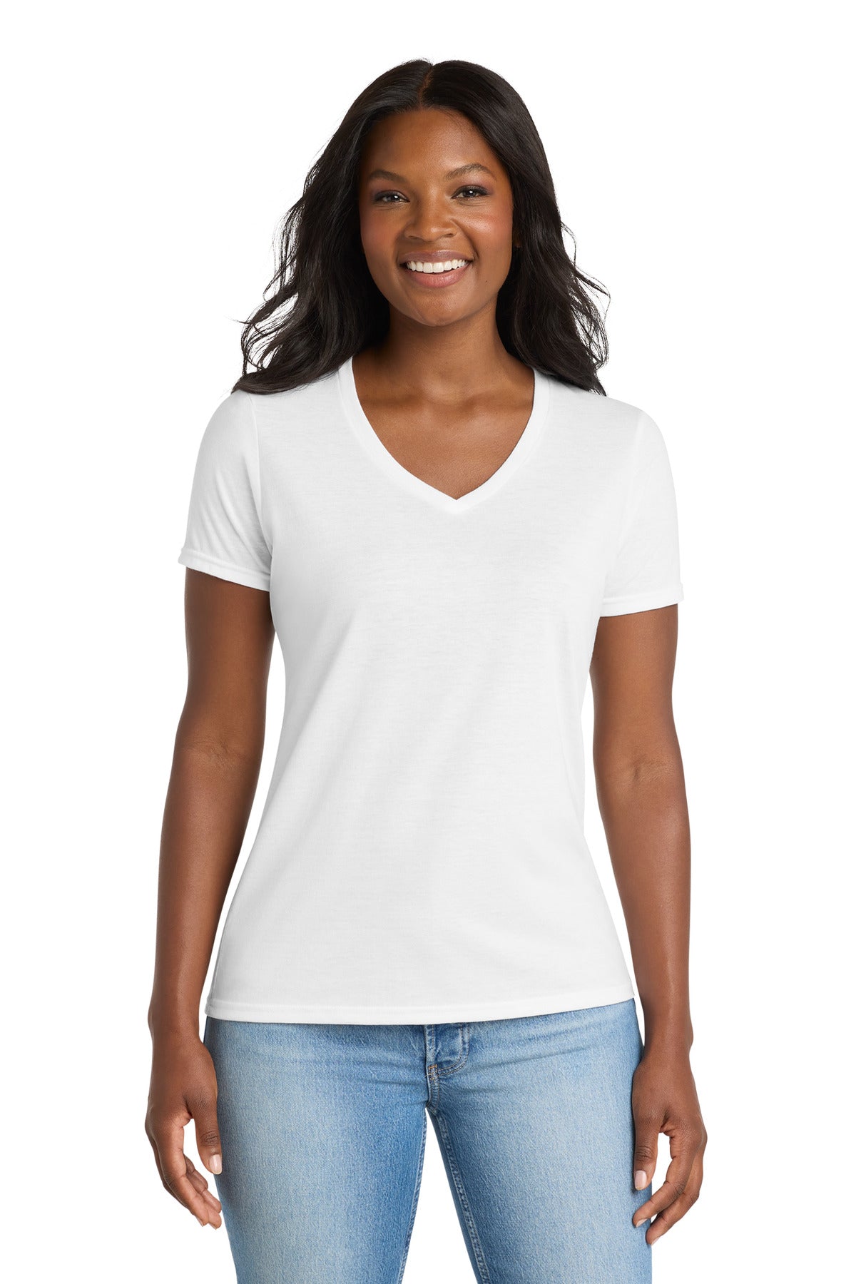Port & Coâ„¢ Women's Performance Blend V-Neck Tee. LPC381V