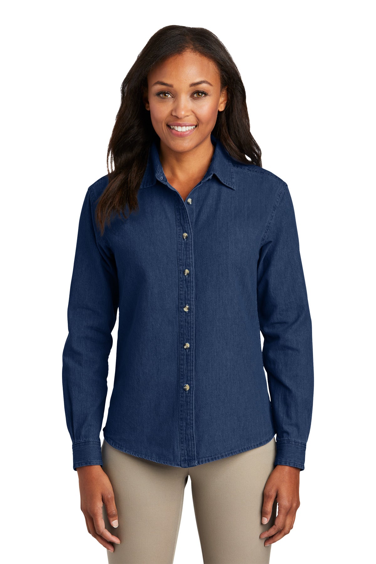 Port & Coâ„¢ Women's Long Sleeve Value Denim Shirt. LSP10