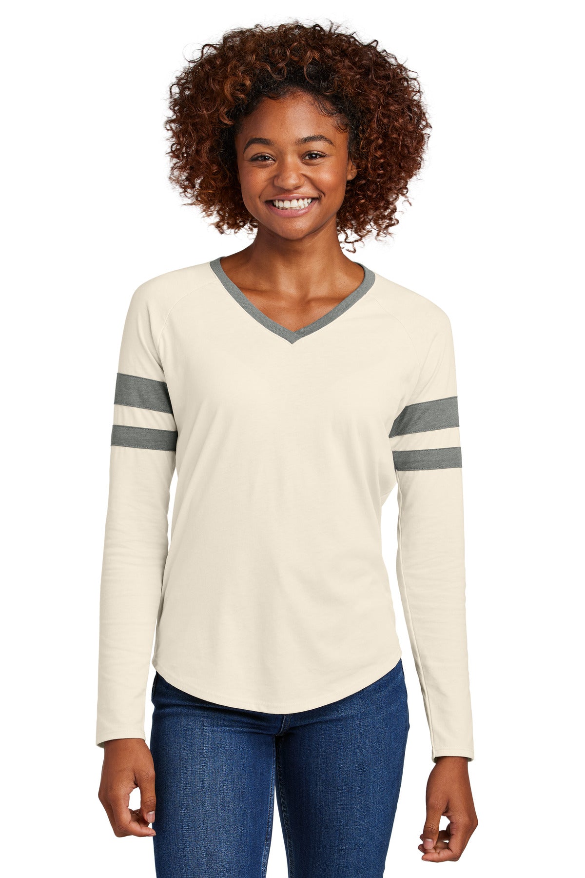 Sport-Tek? Women's Halftime Stripe Long Sleeve V-Neck Tee LST6043