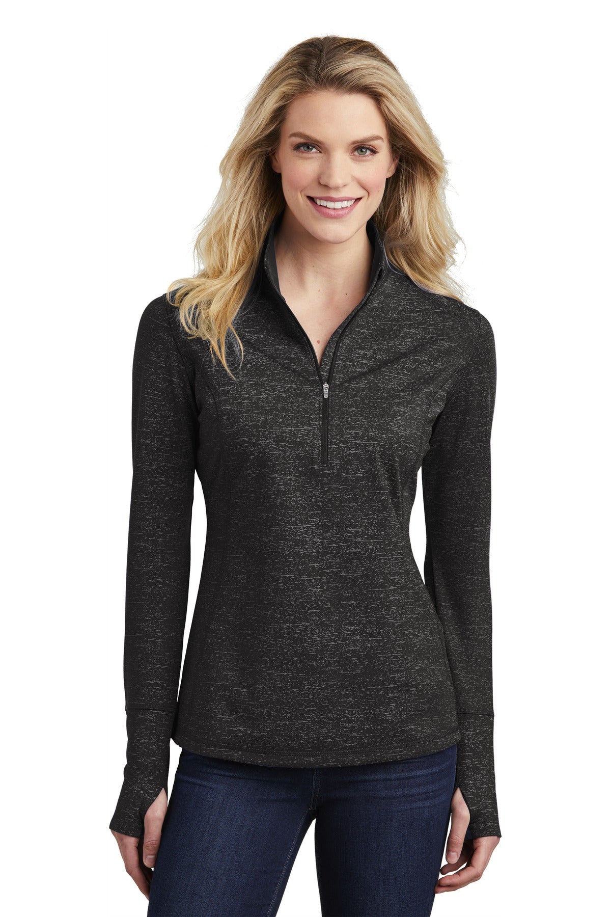 Sport-Tek ? Women's Sport-Wick ? Stretch Reflective Heather 1/2-Zip Pullover. LST855