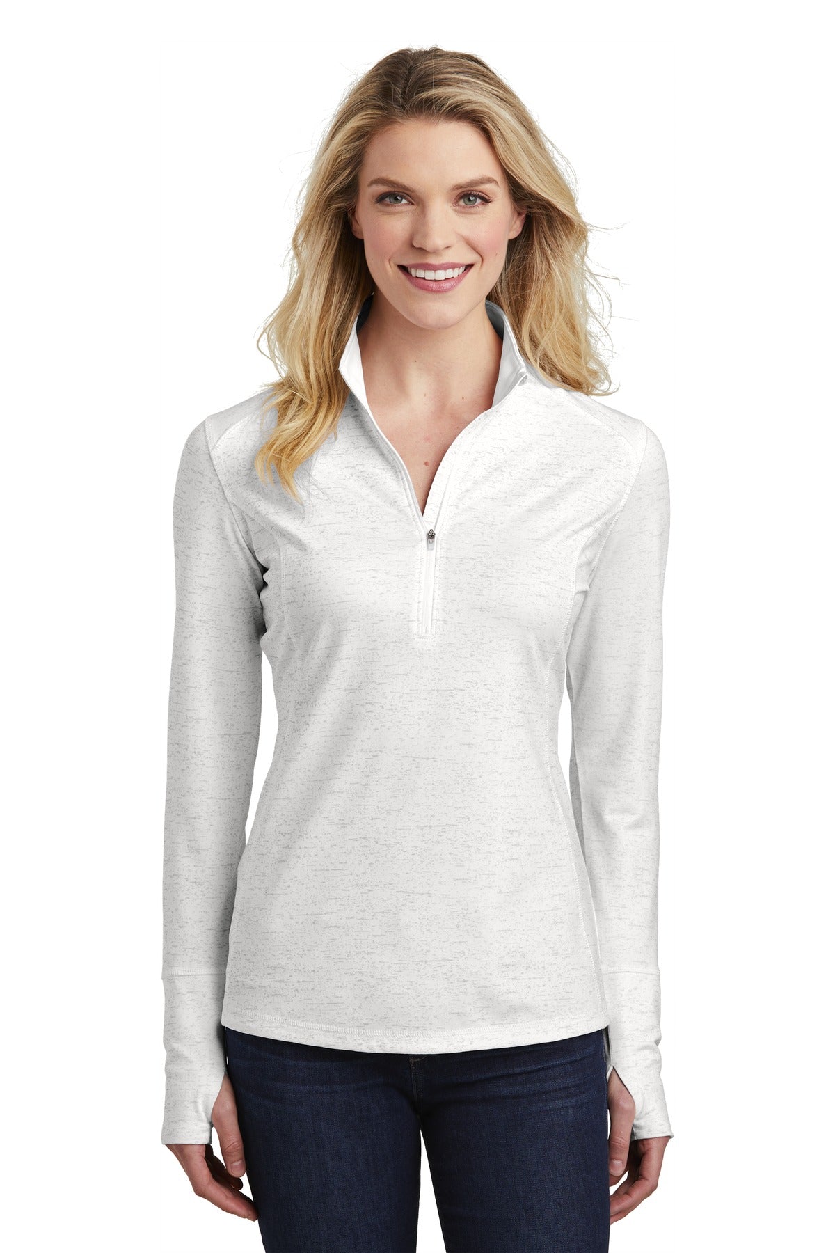 Sport-Tek ? Women's Sport-Wick ? Stretch Reflective Heather 1/2-Zip Pullover. LST855