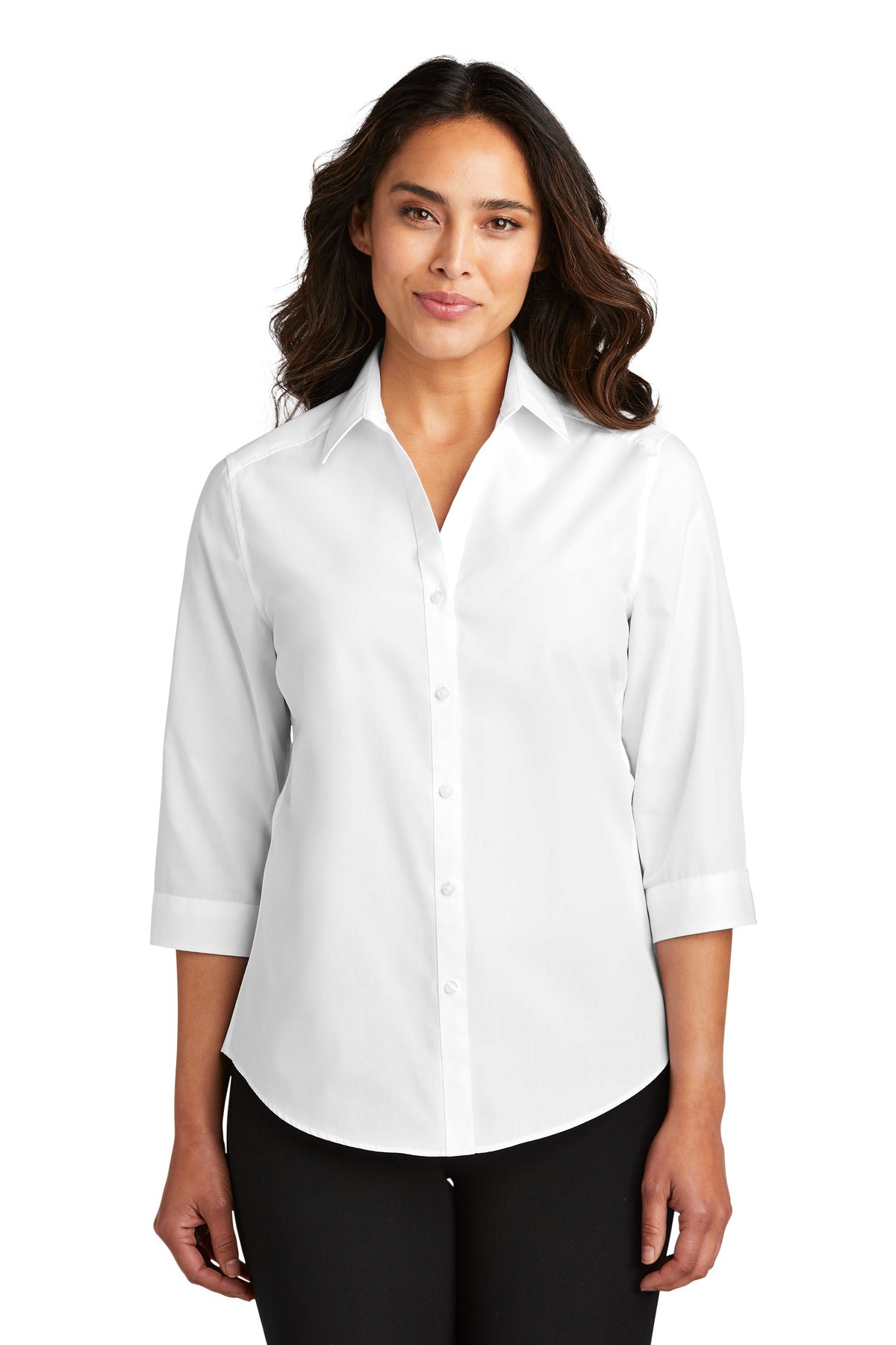 Port Authority? Women's 3/4-Sleeve Carefree Poplin Shirt. LW102