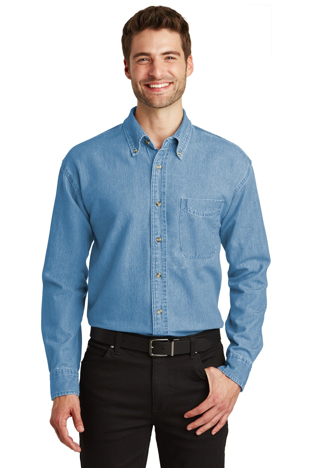 Port Authority?? Long Sleeve Denim Shirt. S600