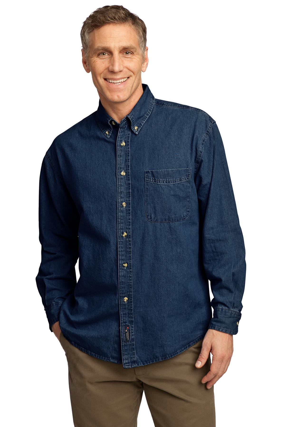 Port & Coâ„¢ Long Sleeve Value Denim Shirt. SP10