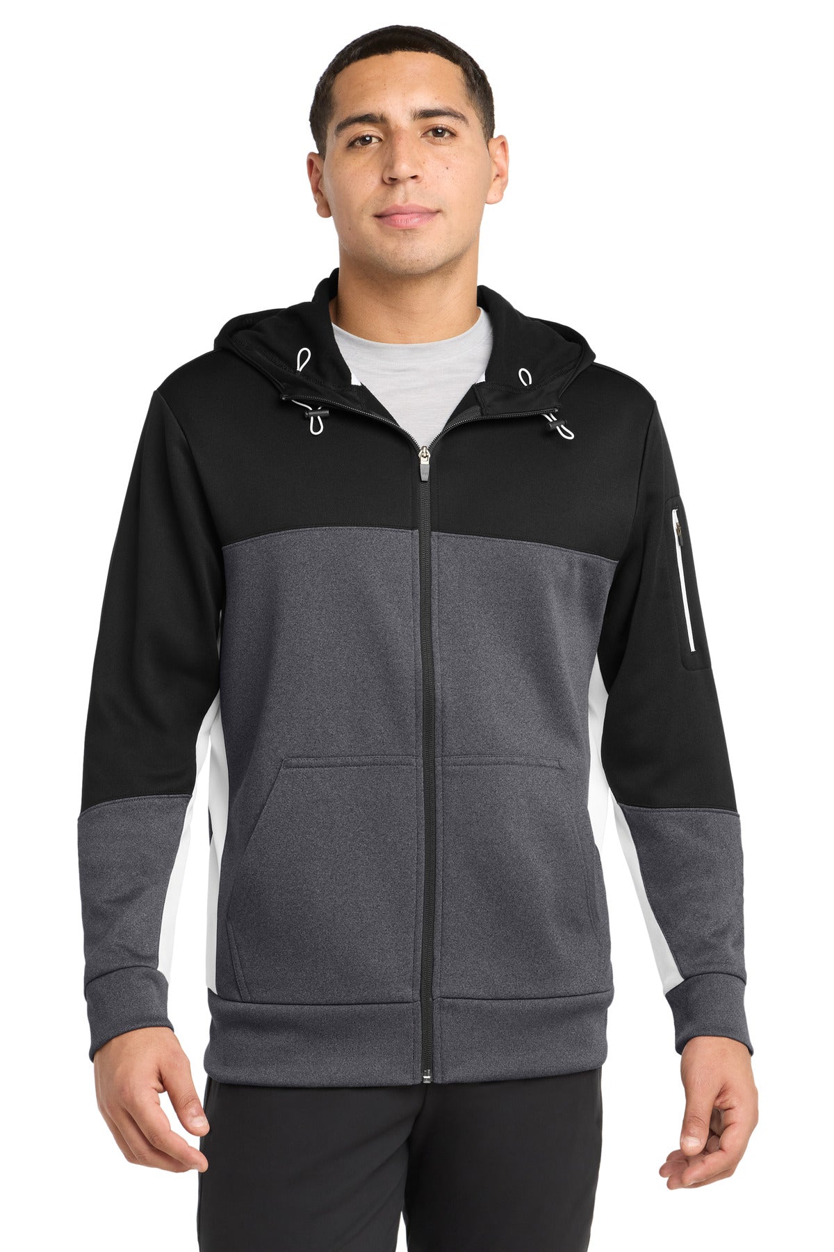 Sport-Tek?? Tech Fleece Colorblock Full-Zip Hooded Jacket. ST245