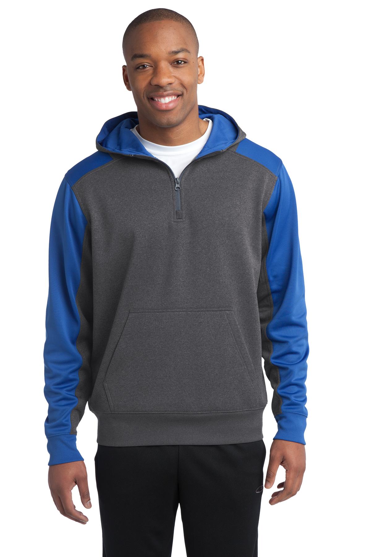 Sport-Tek? Tech Fleece Colorblock 1/4-Zip Hooded Sweatshirt. ST249