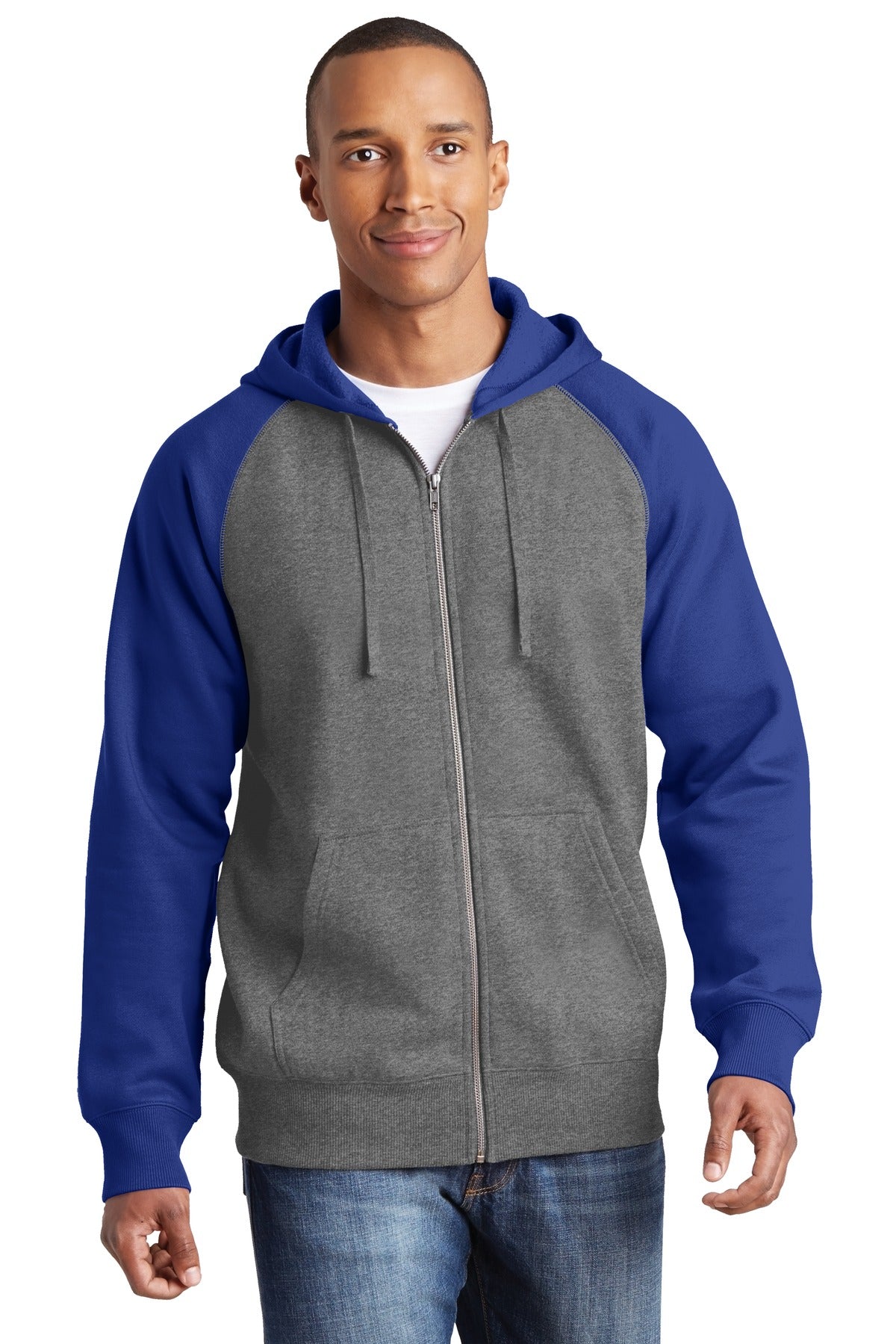 Sport-Tek? Raglan Colorblock Full-Zip Hooded Fleece Jacket. ST269