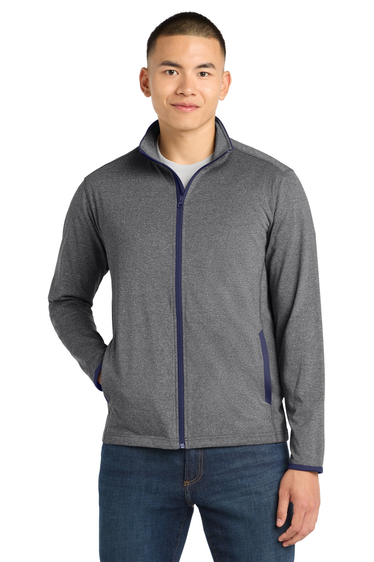 Sport-Tek?? Sport-Wick?? Stretch Contrast Full-Zip Jacket. ST853