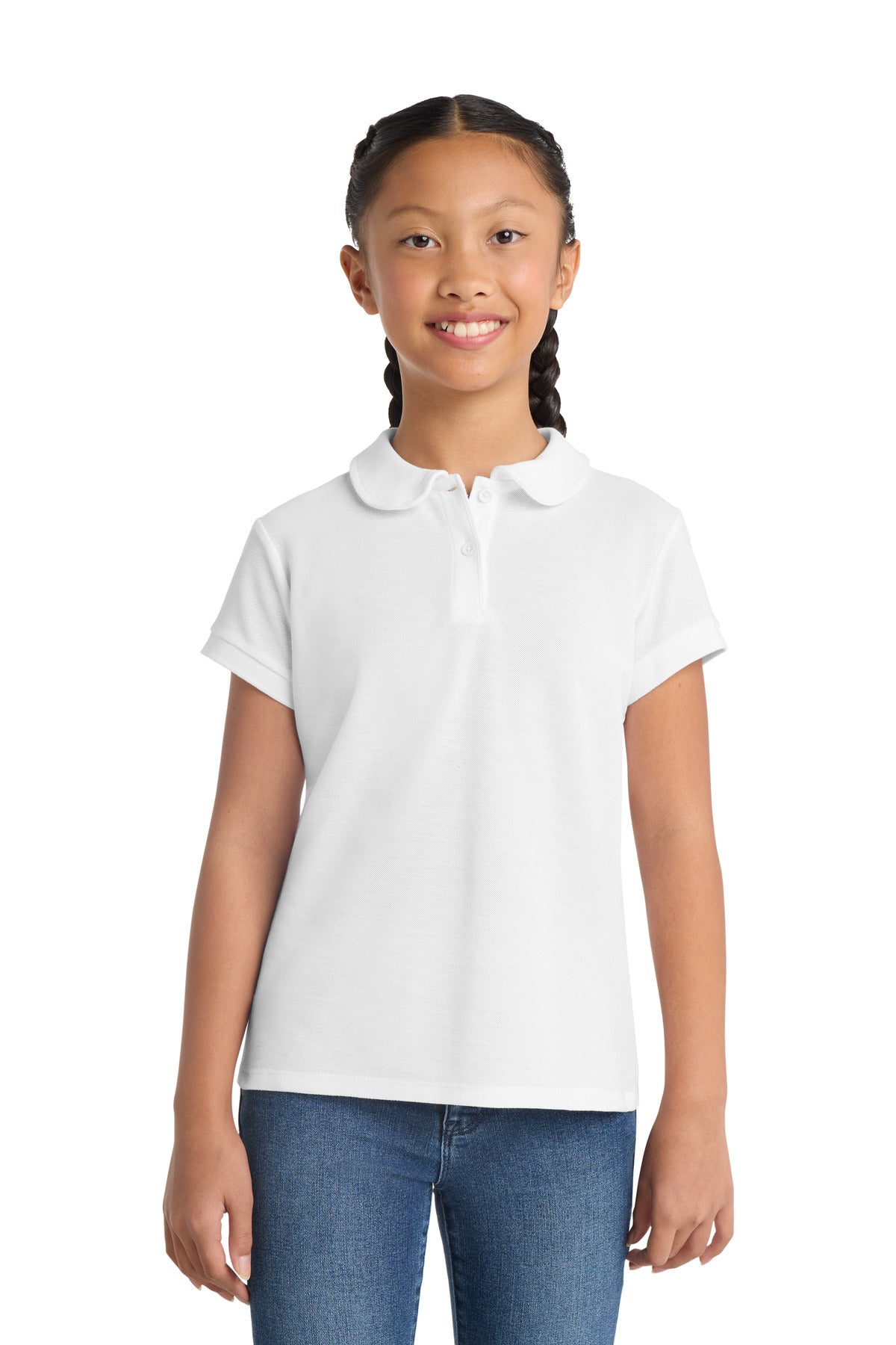 Port Authority?? Girls Silk Touchƒ?› Peter Pan Collar Polo. YG503