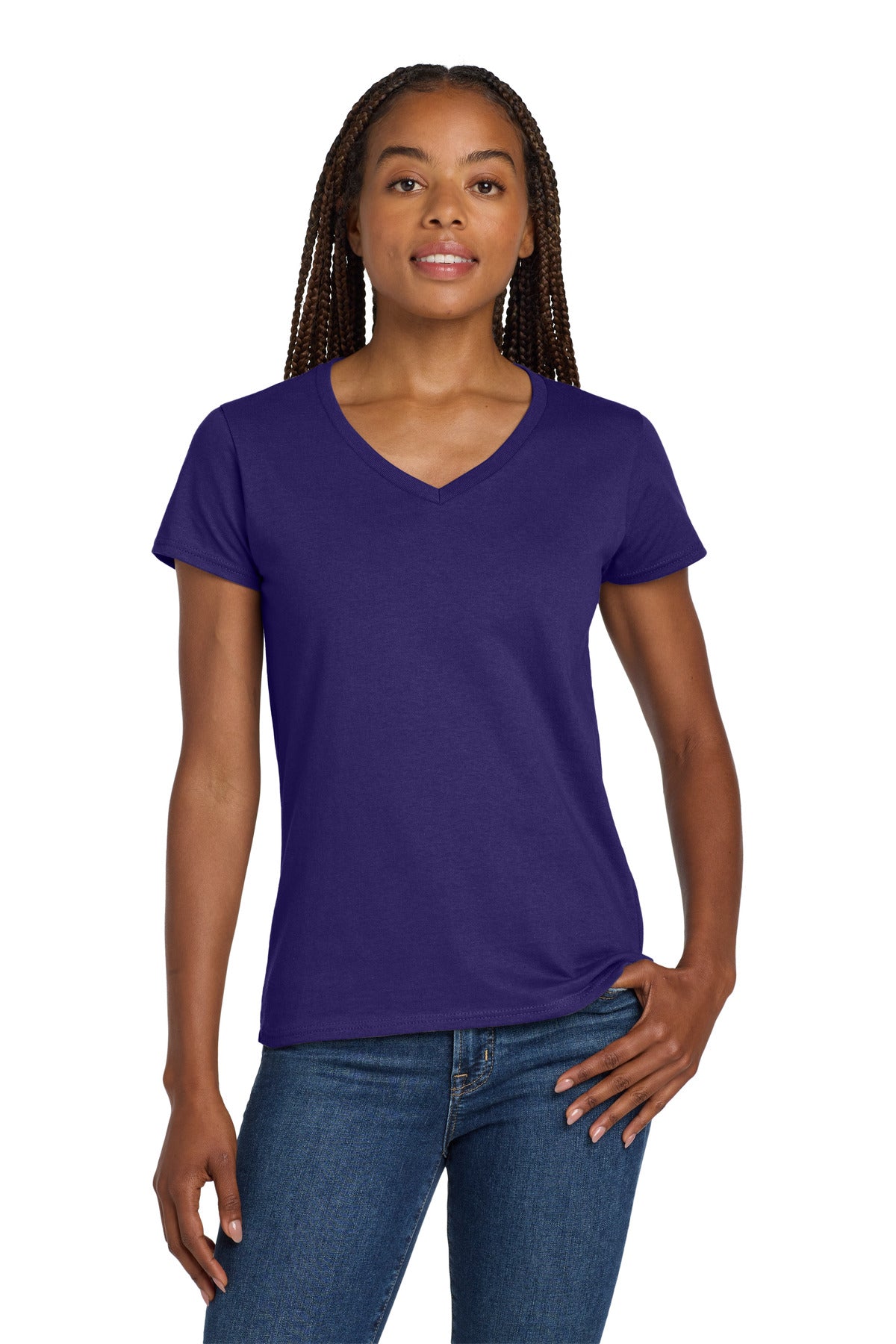 Gildan® Women's Heavy Cotton™ 100% Cotton V-Neck T-Shirt. 5V00L