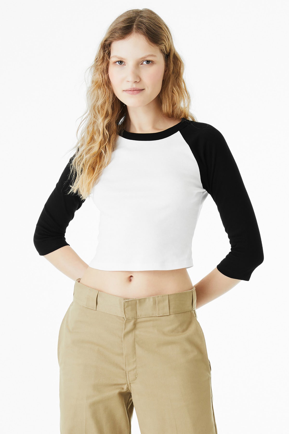 BELLA+CANVAS?? Women's Micro Rib 3/4 Raglan Baby Tee BC1200