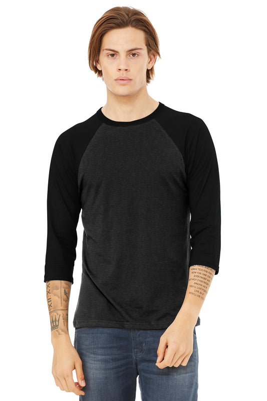 BELLA+CANVAS ?? Unisex 3/4-Sleeve Baseball Tee. BC3200