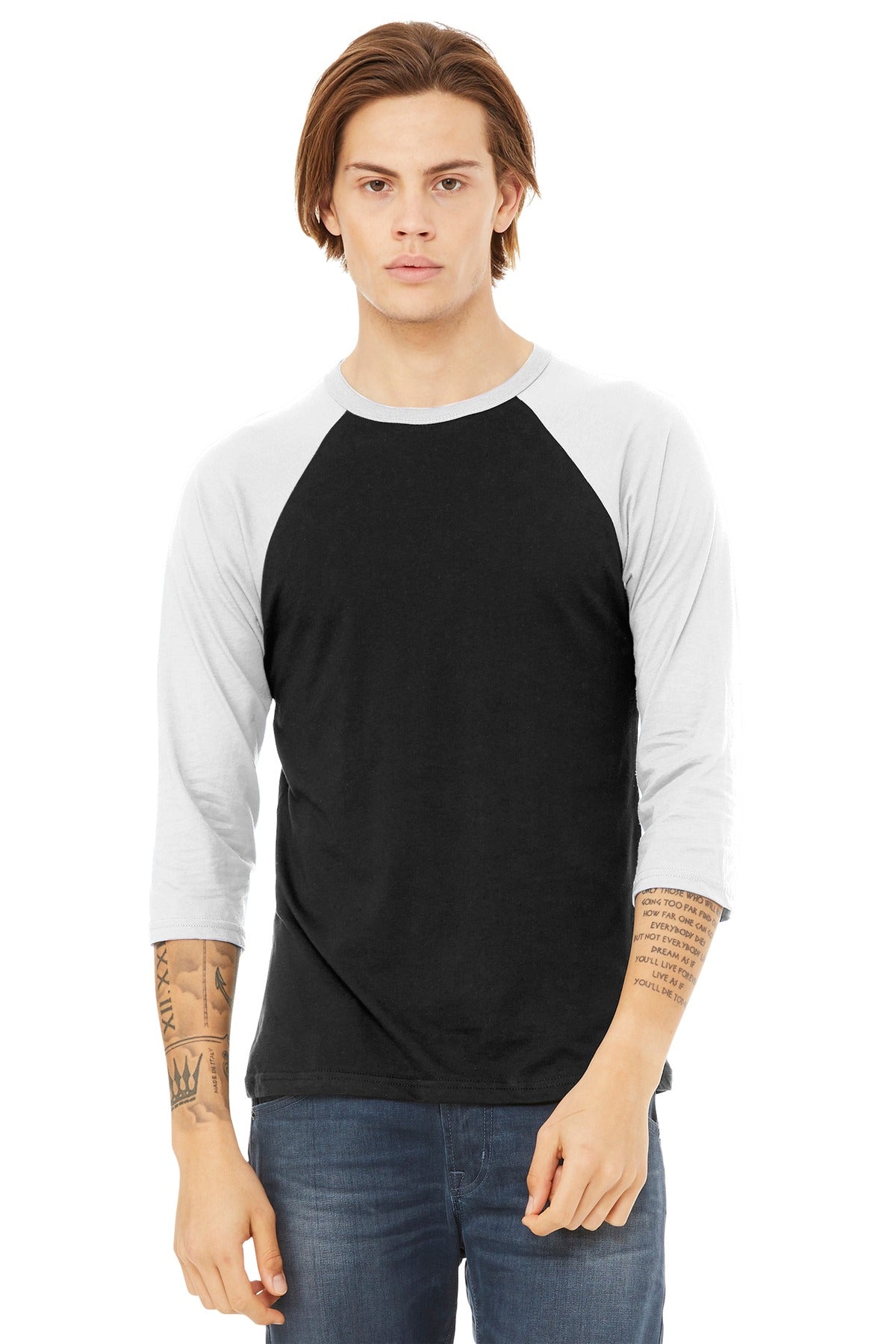 BELLA+CANVAS ?? Unisex 3/4-Sleeve Baseball Tee. BC3200