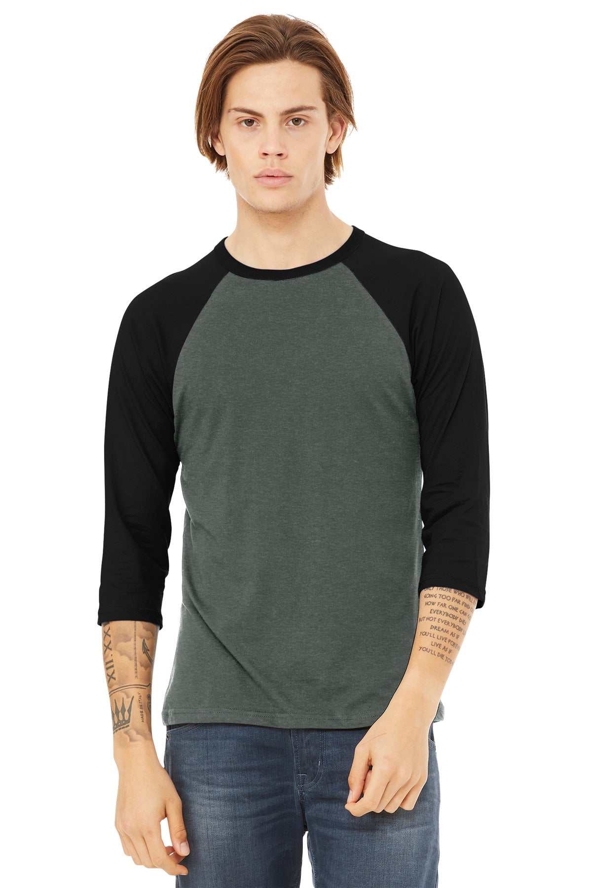 BELLA+CANVAS ?? Unisex 3/4-Sleeve Baseball Tee. BC3200
