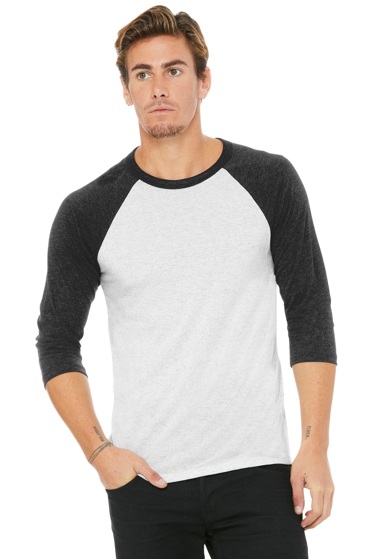 BELLA+CANVAS ?? Unisex 3/4-Sleeve Baseball Tee. BC3200