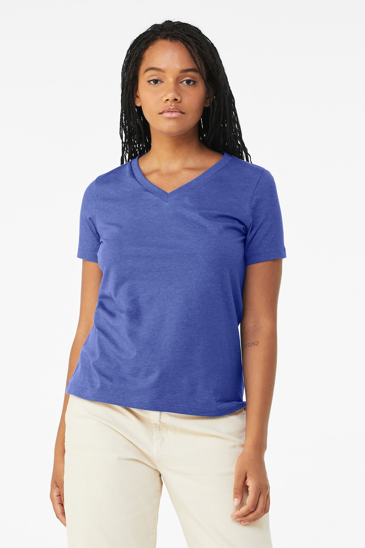 BELLA+CANVAS?? Women's Relaxed Heather CVC V-Neck Tee BC6405CVC