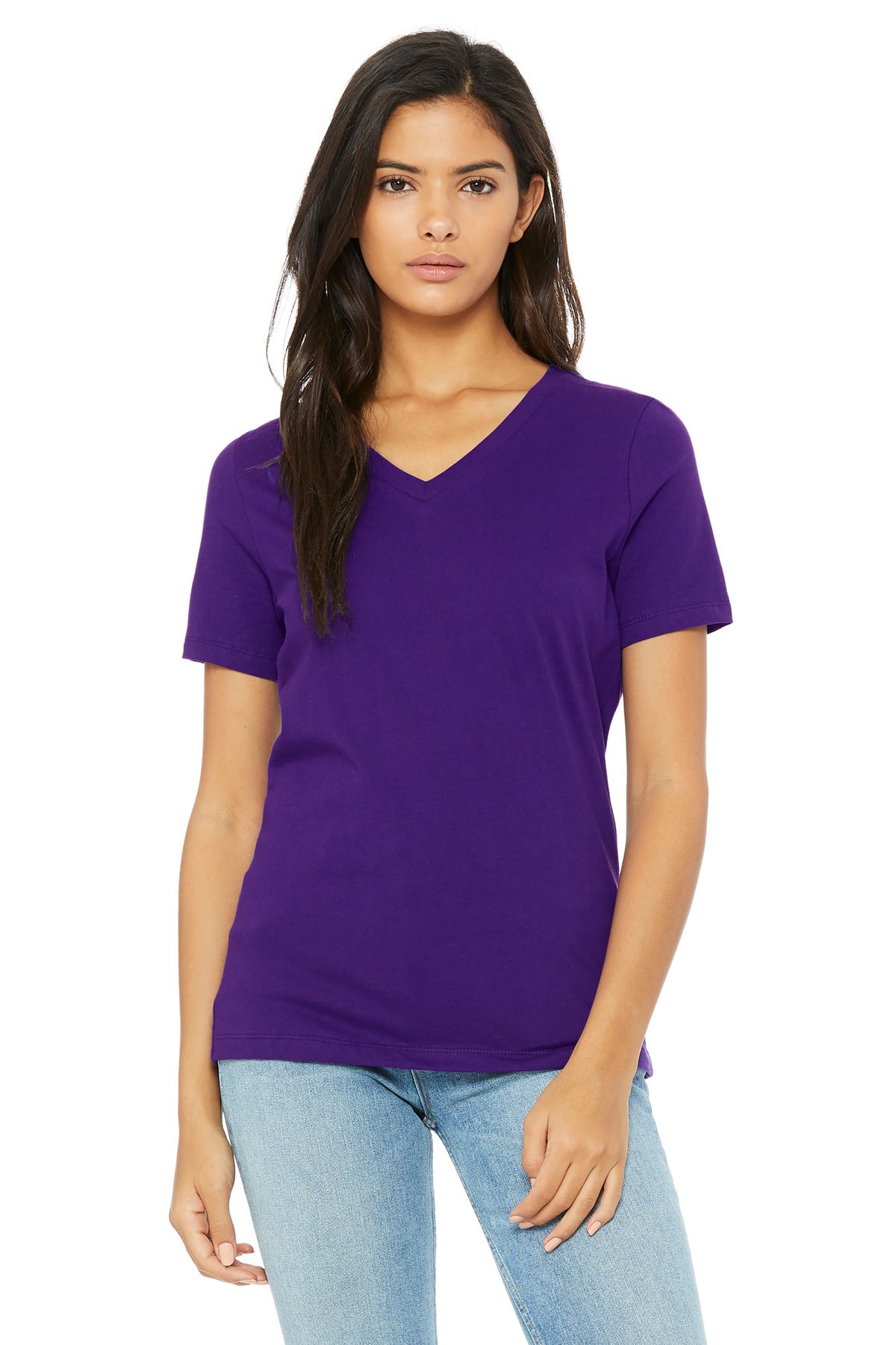 BELLA+CANVAS ?? Women's Relaxed Jersey Short Sleeve V-Neck Tee. BC6405