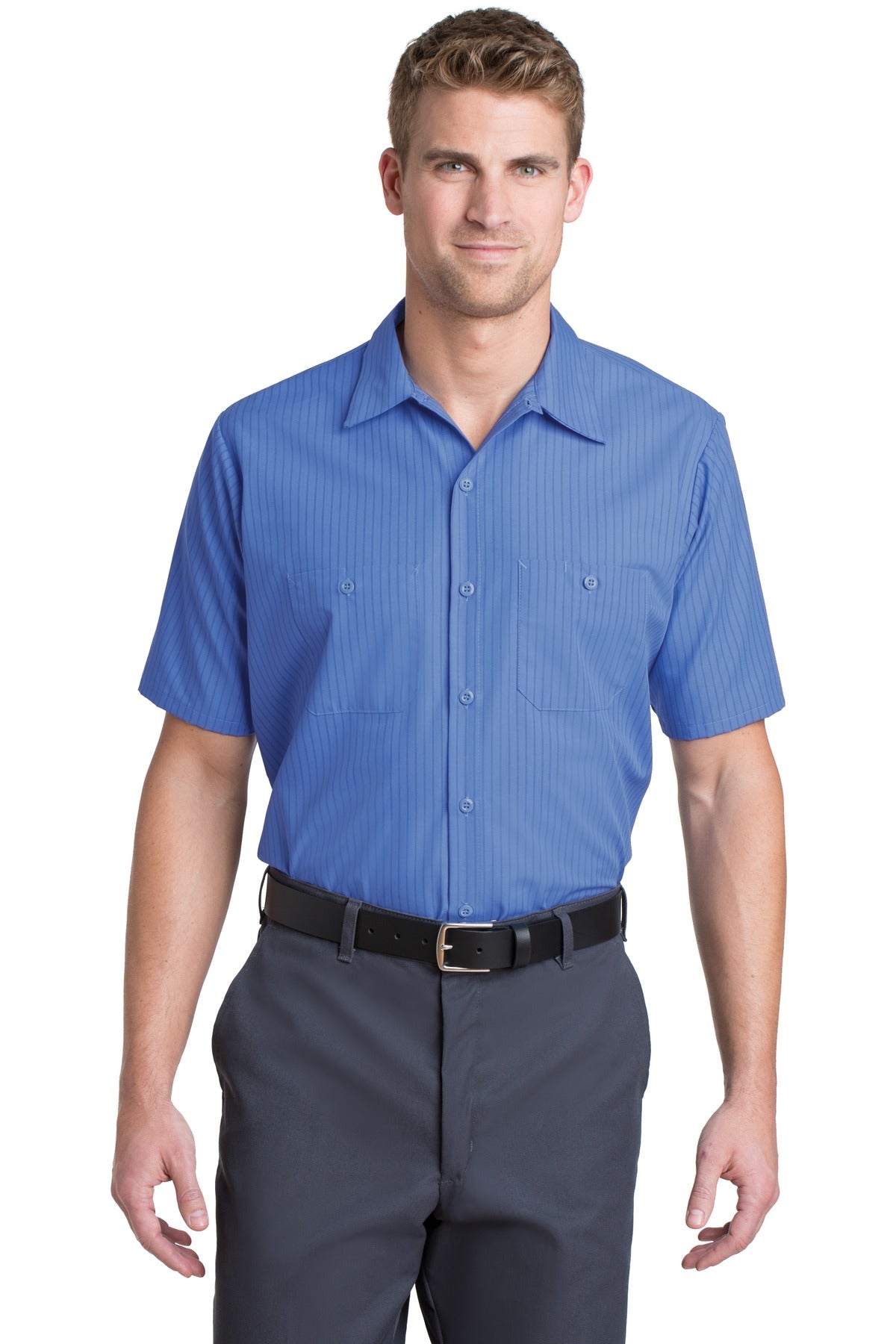 Red Kap?? Short Sleeve Striped Industrial Work Shirt.  CS20