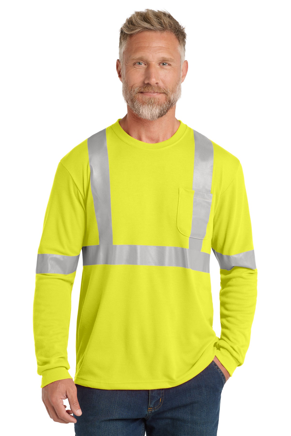 CornerStone?? ANSI 107 Class 2 Long Sleeve Safety T-Shirt. CS401LS