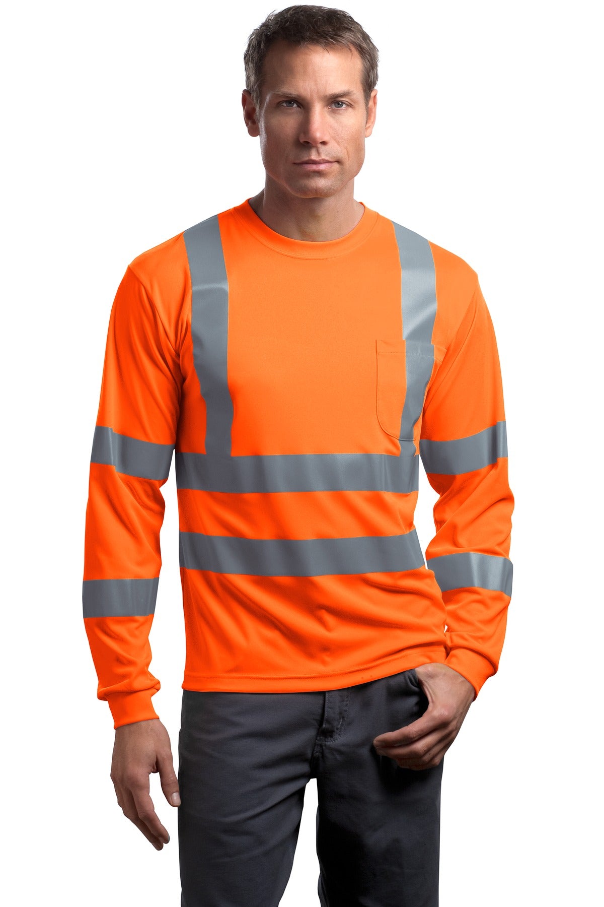 CornerStone?? - ANSI 107 Class 3 Long Sleeve Snag-Resistant Reflective T-Shirt. CS409