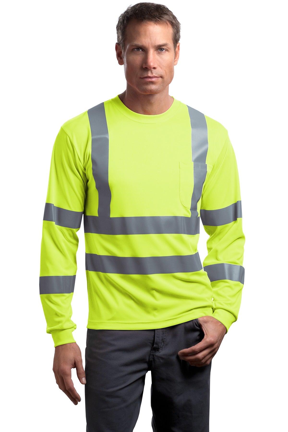 CornerStone?? - ANSI 107 Class 3 Long Sleeve Snag-Resistant Reflective T-Shirt. CS409