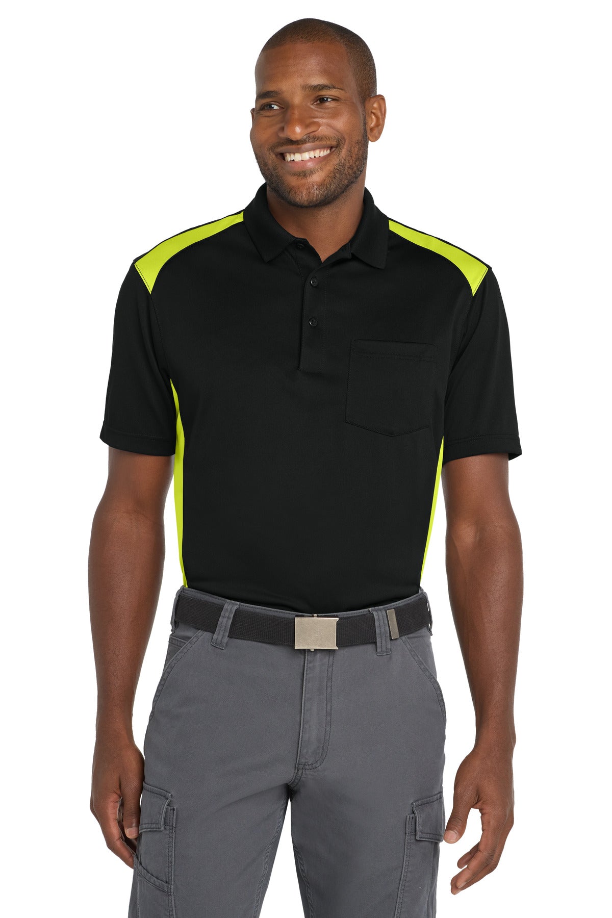 CornerStone?? Select Snag-Proof Two Way Colorblock Pocket Polo. CS416