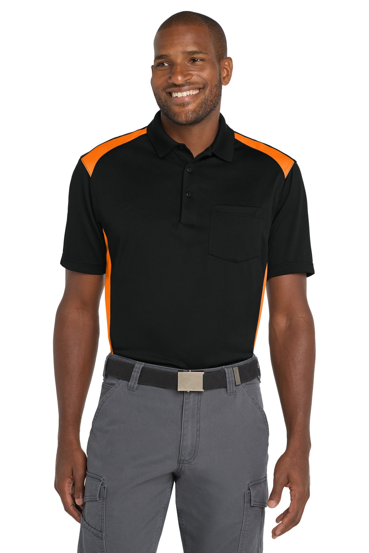 CornerStone?? Select Snag-Proof Two Way Colorblock Pocket Polo. CS416