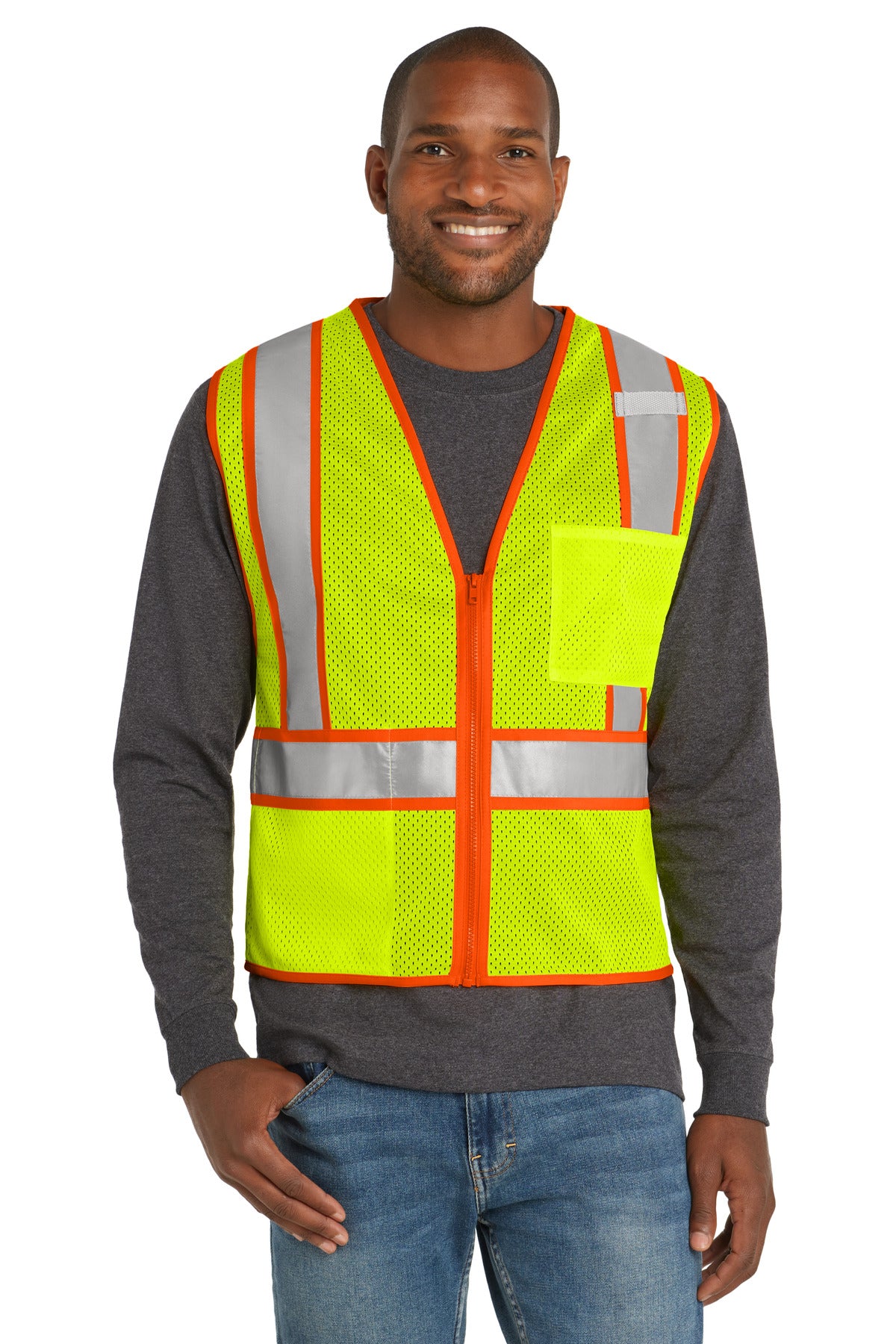 CornerStone ?? ANSI 107 Class 2 Mesh Zippered Two-Tone Vest. CSV103