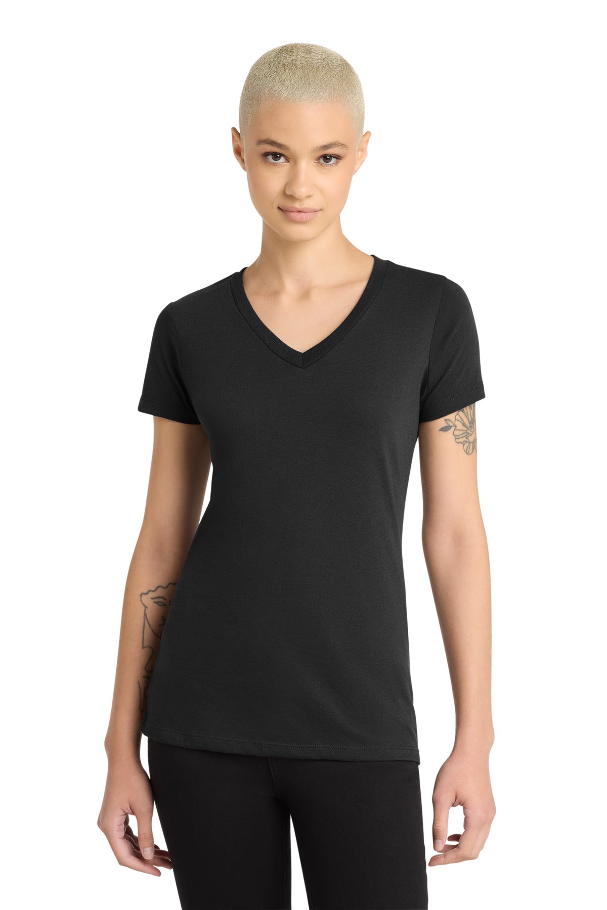 District® Women's Perfect Blend® CVC V-Neck Tee. DM1190L