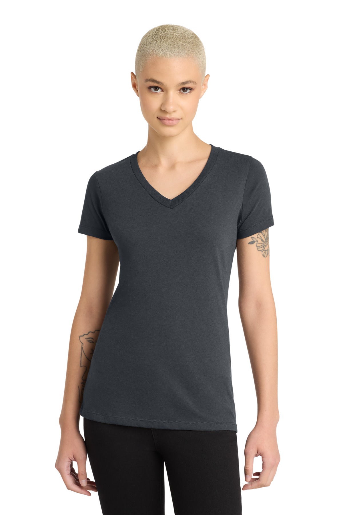District® Women's Perfect Blend® CVC V-Neck Tee. DM1190L